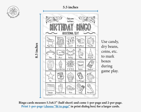 Personalized Birthday Bingo