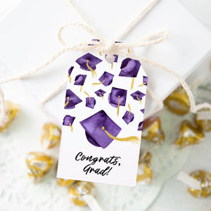 Purple Graduation Cap Gift Tags 