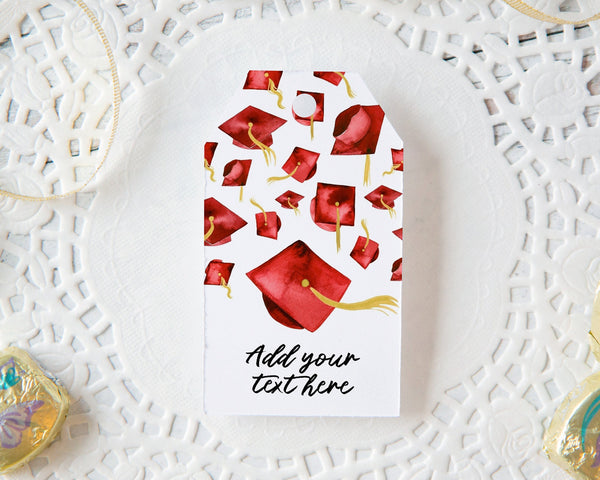 Red Graduation Cap Gift Tags 