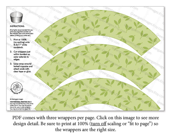 Green Leaves Cupcake Wrappers 