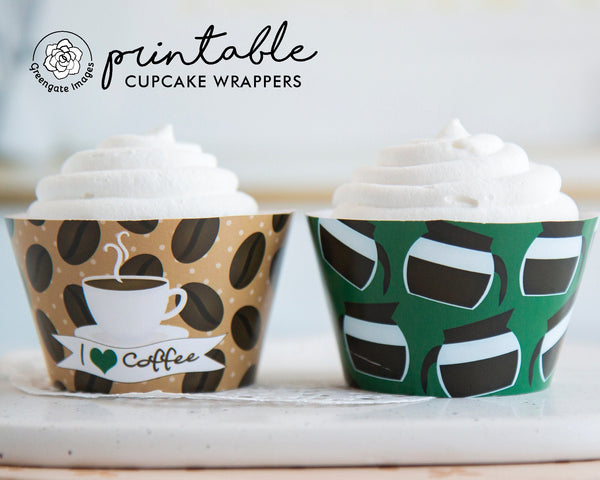 I Heart Coffee Cupcake Wrappers 