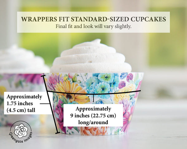 Fiesta Floral Cupcake Wrappers - PRINTABLE Instant Download PDF. Tropical brightly-colored flowers, quinceañera Mexican themed bridal shower