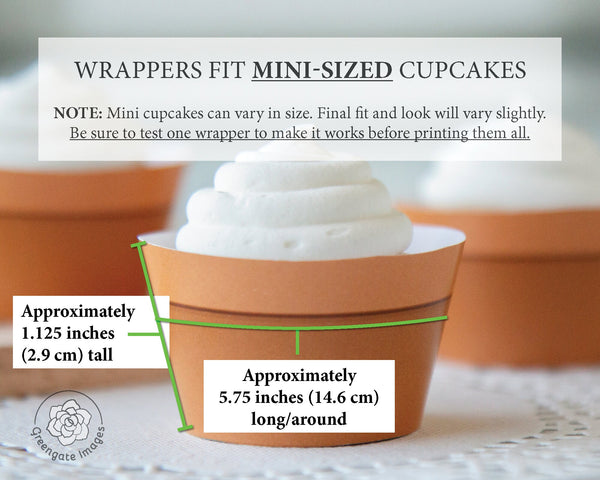 MINI Terracotta Pot Cupcake Wrapper - PRINTABLE pdf, flower pot, spring baby shower, cupcake ideas, birthday plant cupcakes