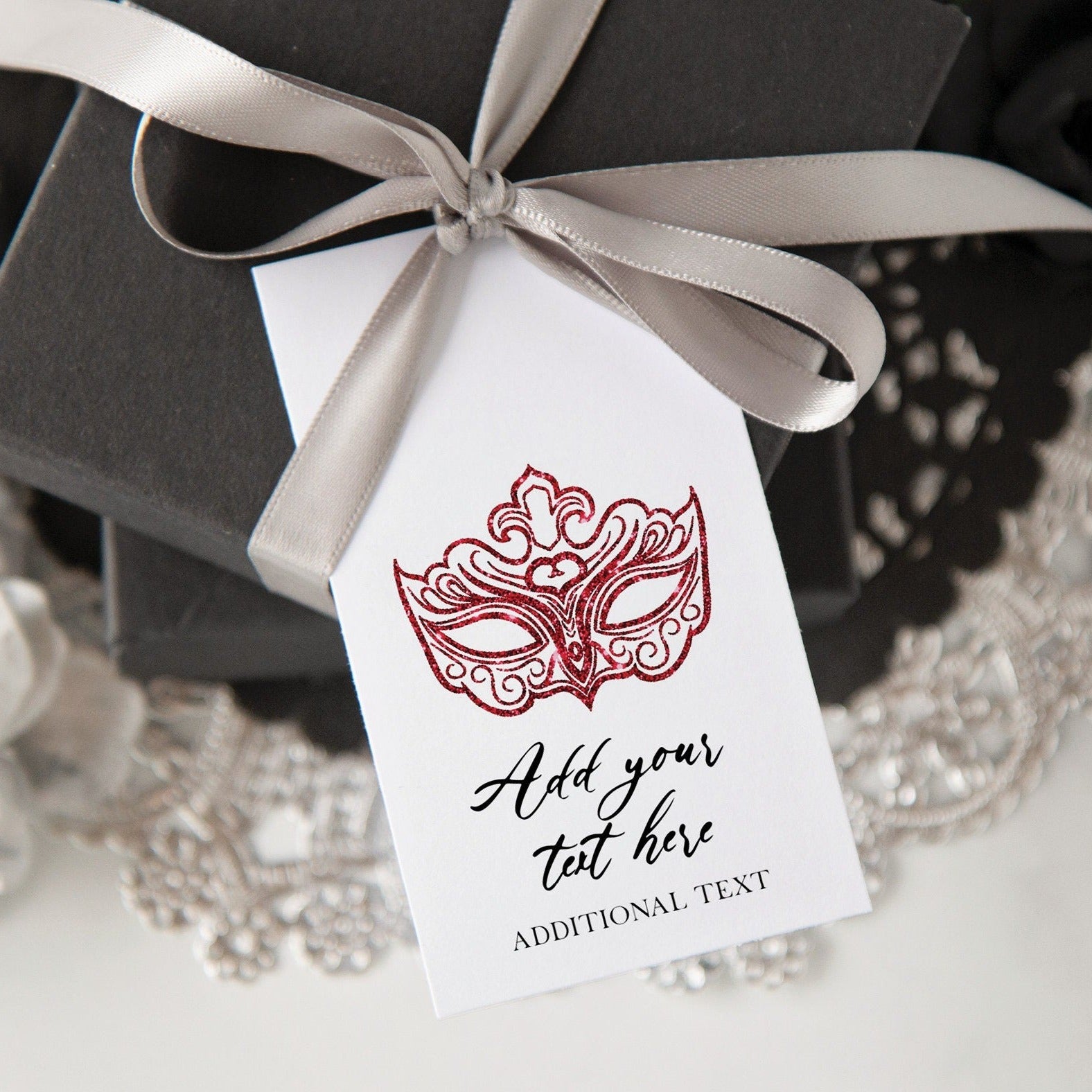 RED Masquerade Gift Tag - Printable Digital Download by Greengate Images