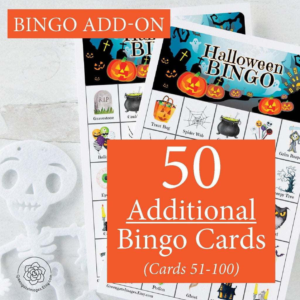 add-on-50-additional-halloween-bingo-cards-numbered-51-100-greengate-images for 100 Free Printable Bingo Cards ADD-ON: 50 additional Halloween bingo cards (numbered 51-100) – Greengate Images for 100 Free Printable Bingo Cards