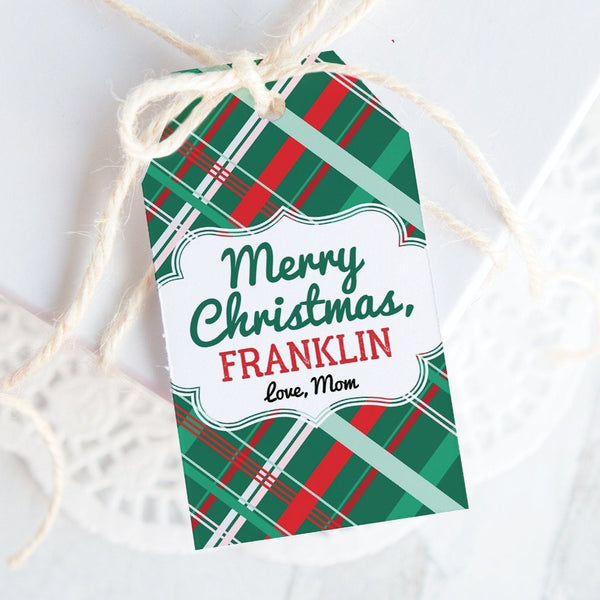 Plaid Christmas Gift Tags - Corjl editable, favor tags, printable hang tags, 2x3.5 inches, bag tags, christmas gift tags, pajama plaid
