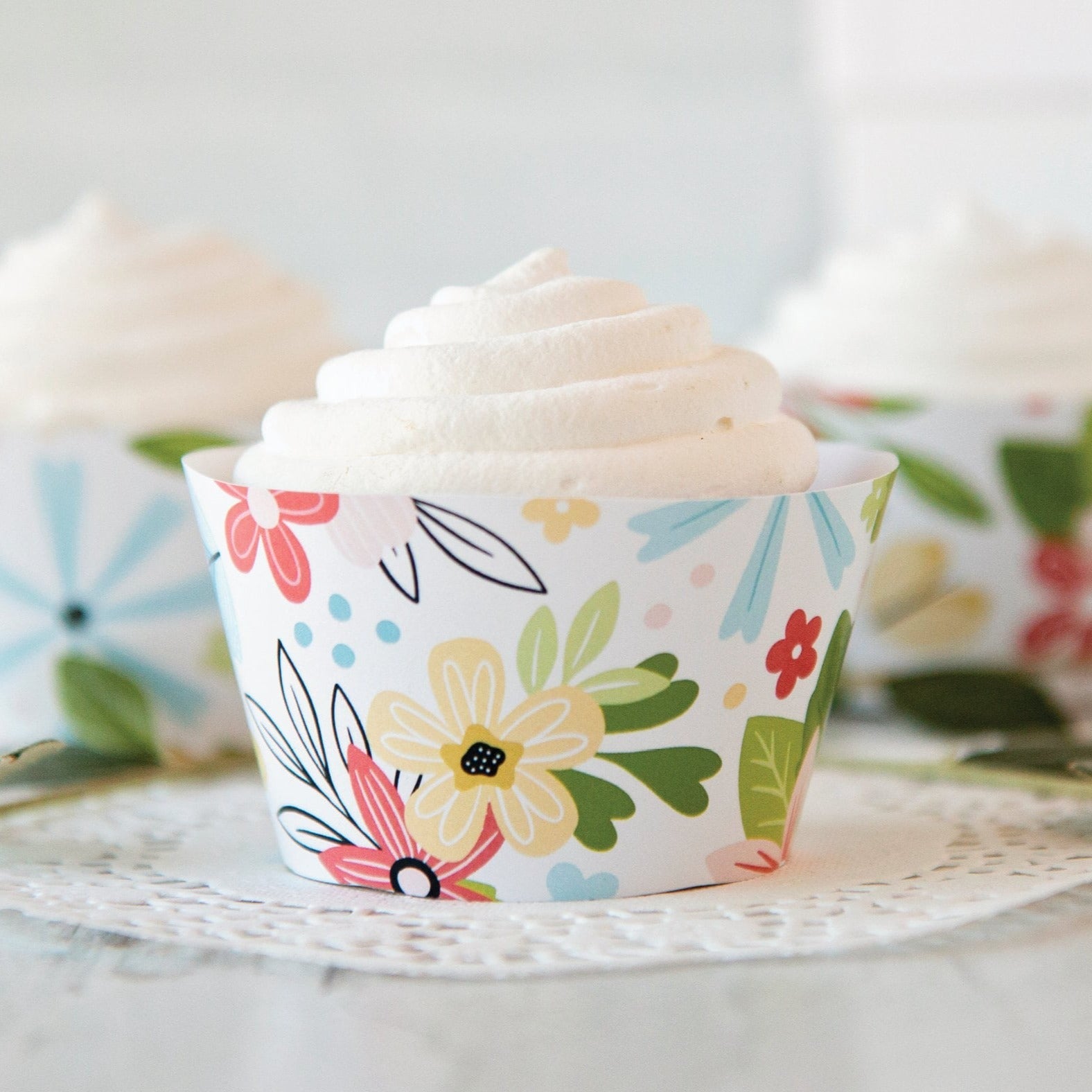 Colorful Floral Cupcake Wrapper 