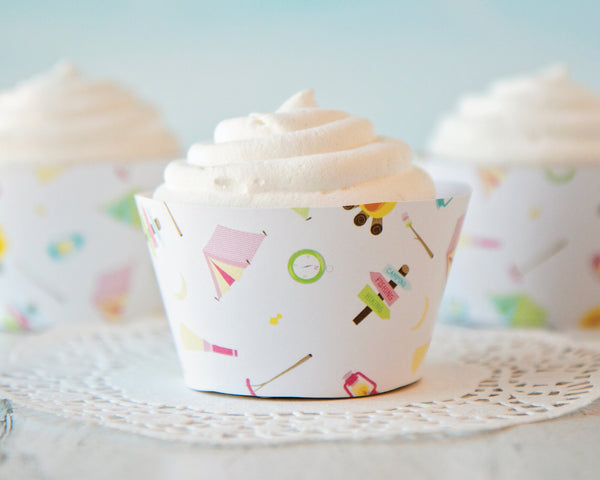 Pink Camping Cupcake Wrapper - Printable Digital Download by Greengate Images