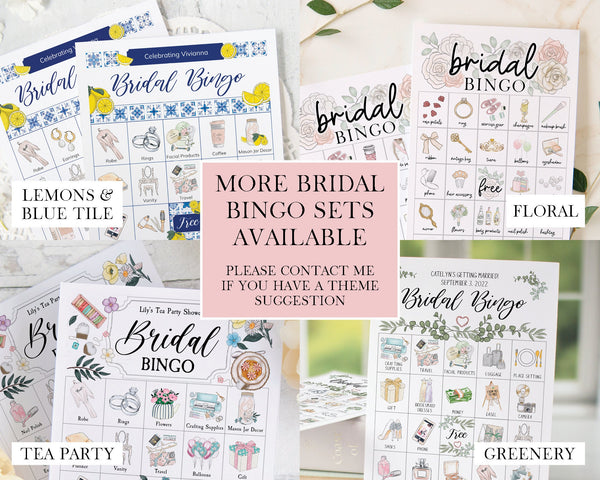 Fall / Autumn Bridal Bingo Cards - 50 PRINTABLE unique cards PDF. Personalize the header and title text using Adobe Reader. Pumpkins leaves.