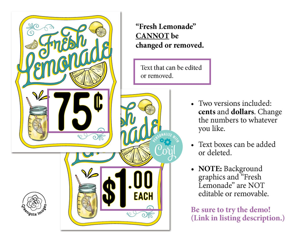 Lemonade Stand Sign Printable