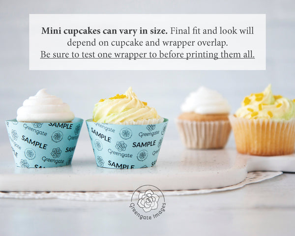 MINI Greenery Cupcake Wrappers - PRINTABLE wedding ideas, watercolor leaves, bridal shower, memorial cupcakes, mother's day party printables