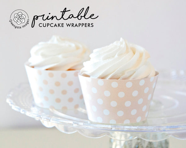 Peach Polka Dot Cupcake Wrappers - Printable Digital Download by Greengate Images