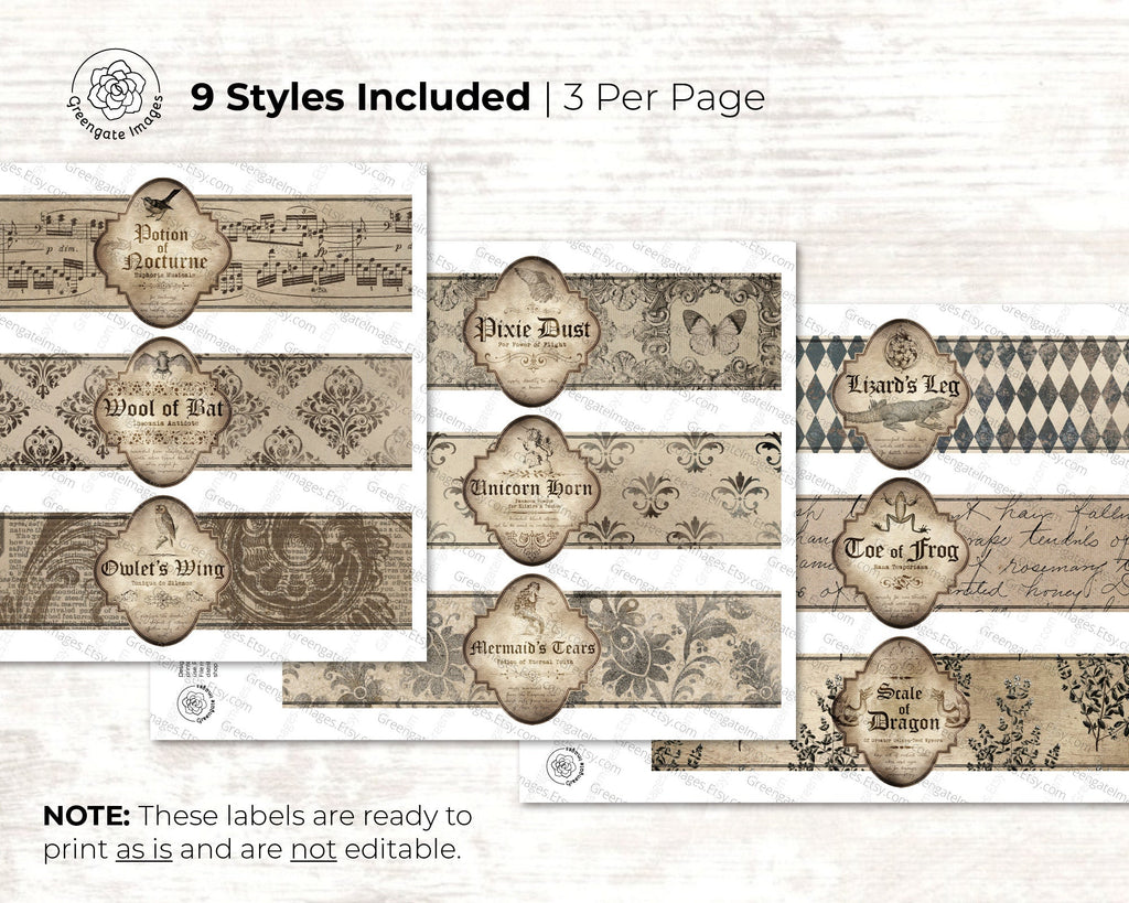 Apothecary Potion Water Bottle Labels – Greengate Images apothecary-potion-water-bottle-labels-greengate-images
