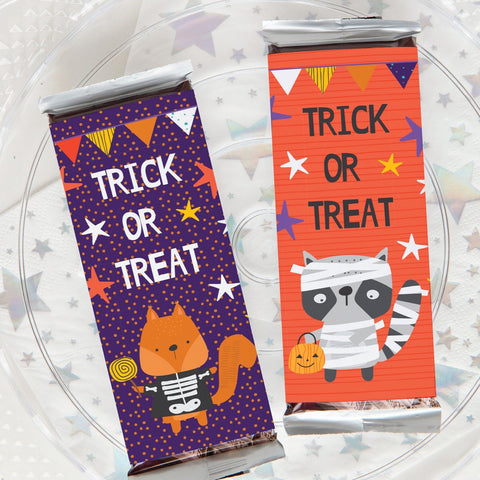 Halloween Woodland Animals Candy Bar Wrappers - PRINTABLE Hershey sleeve, trick or treat ideas, instant download PDF, cute chocolate label.