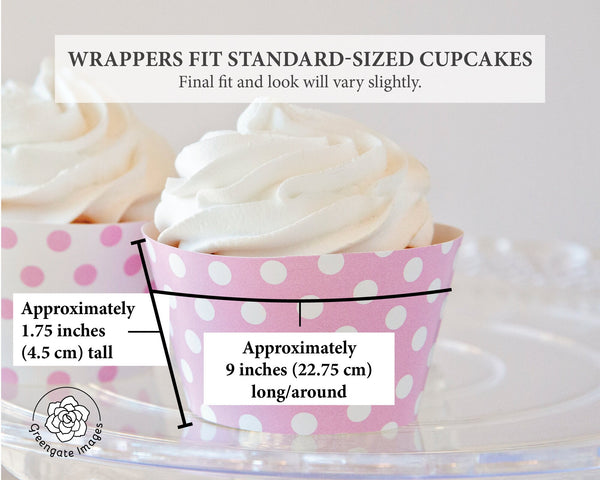 Pink Polka Dot Cupcake Wrappers - Printable Digital Download by Greengate Images