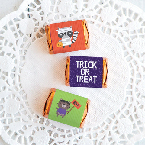 Woodland Halloween Nugget Wrappers - PRINTABLE animal labels for wrapping Hershey Nugget Chocolate Candy. Print on address label stickers.