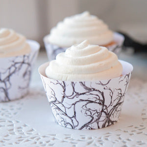 Creepy Tree Branches Halloween Cupcake Wrappers - PRINTABLE Instant Digital Download PDF. Gnarled, twisted twigs trees. Fall, winter, dead.