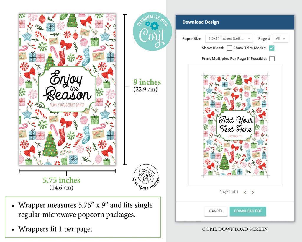 Christmas Popcorn Wrapper - General Mix Print – Greengate Images christmas-popcorn-wrapper-general-mix-print-greengate-images