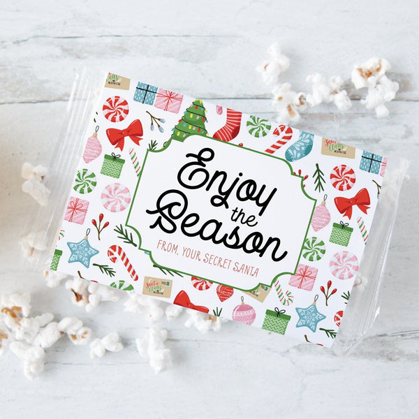 Christmas Popcorn Wrapper - PRINTABLE microwave popcorn wrapper that you can customize in Corjl. Use your browser to personalize/download.