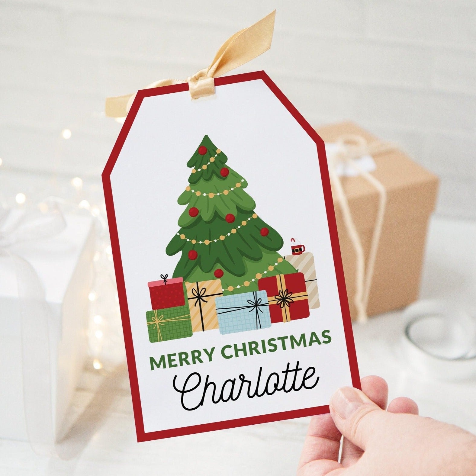 Jumbo Gift Tag - Christmas Tree – Greengate Images jumbo-gift-tag-christmas-tree-greengate-images