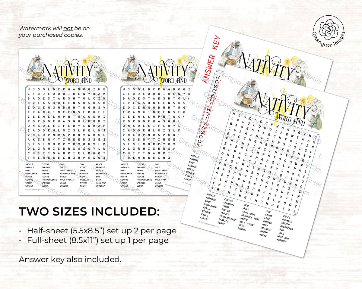 Nativity Word Find Greengate Images