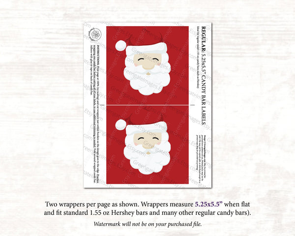 Santa & Snowman Candy Bar Wrapper Duo - PRINTABLE Hershey bar wrapper, PDF download, small gift idea, last-minute coworker gift, To: From