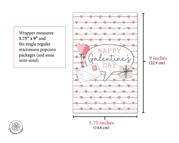 Valentine's / Galentine's Day Popcorn Wrapper - PRINTABLE microwave popcorn wrapper that's ready to download. Coral-colored pink hearts.