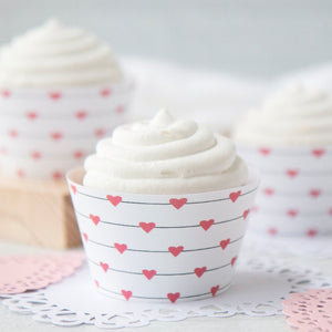 Valentine Heartstrings Cupcake Wrappers - Printable Digital Download by Greengate Images