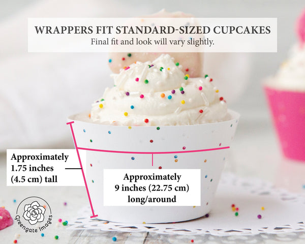 Sprinkles Cupcake Wrappers - INSTANT DOWNLOAD printable cupcake wrap. Pink & white wrappers w rainbow nonpareils that match animal cookies.