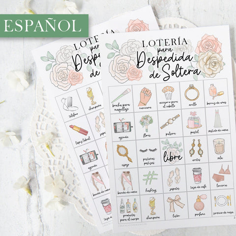 Lotería para Despedida de Soltera - 50 PRINTABLE bingo cards, Spanish bridal shower bingo game. Wedding shower, bachelorette party game.