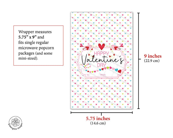 Valentine's Day Popcorn Wrapper - PRINTABLE microwave popcorn wrapper that is ready to download. Two styles with colorful hearts and birds.