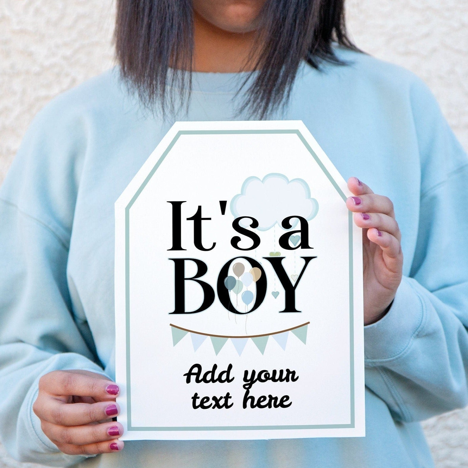 It's a Boy XL Giant Gift Tag - PRINTABLE & editable in Corjl. Extra large, huge tag for really big gift. Personalized hang tag baby boy.