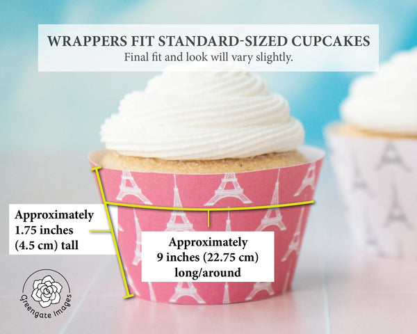 Paris Eiffel Tower Cupcake Wrapper Duo - Printable Digital Download by Greengate Images