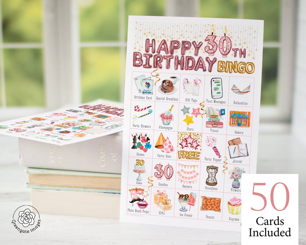 30th-birthday-bingo-blush-pink-and-gold-greengate-images for Free Printable 30th Birthday Cards 30th Birthday Bingo - Blush Pink and Gold – Greengate Images for Free Printable 30th Birthday Cards
