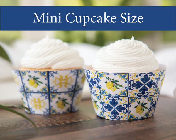 MINI Lemons/Blue Tile Cupcake Wrapper Duo - Printable Digital Download by Greengate Images