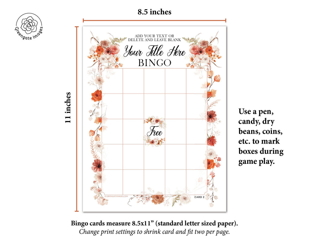 fillable-bingo-template-fall-burnt-orange-flowers-greengate-images for Fillable Bingo Card Free Printable FILLABLE Bingo Template - Fall/Burnt Orange Flowers – Greengate Images for Fillable Bingo Card Free Printable