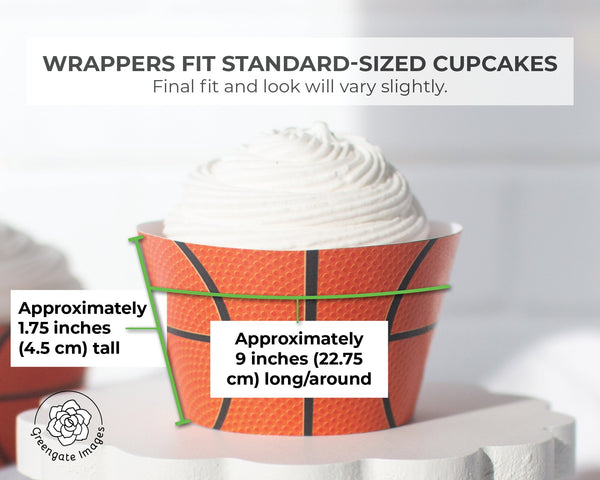 Basketball Cupcake Wrappers - Printable Digital Download by Greengate Images