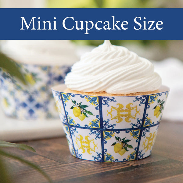 MINI Lemons/Blue Tile Cupcake Wrapper Duo - Printable Digital Download by Greengate Images