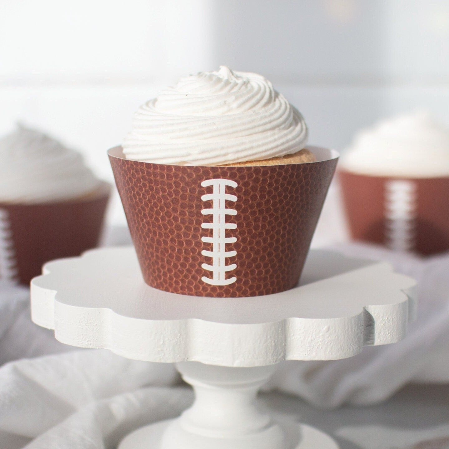 Football Cupcake Wrappers - PRINTABLE instant download PDF. American football party, sports theme birthday, fall big game watching day.