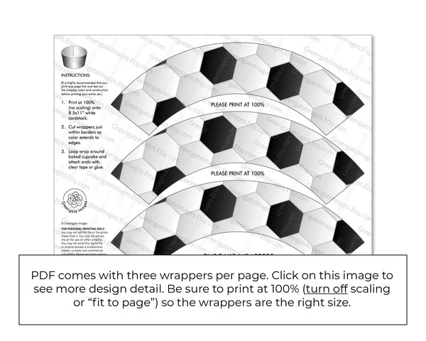 Soccer Cupcake Wrappers - PRINTABLE instant download PDF. Soccer team league party, sports theme birthday, cup watching, futbol football.