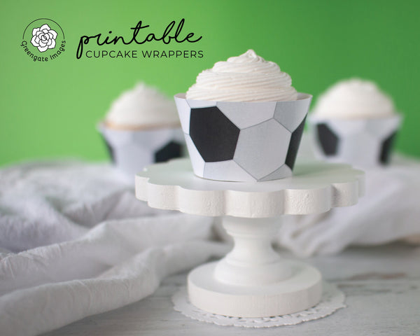 Soccer Cupcake Wrappers - PRINTABLE instant download PDF. Soccer team league party, sports theme birthday, cup watching, futbol football.