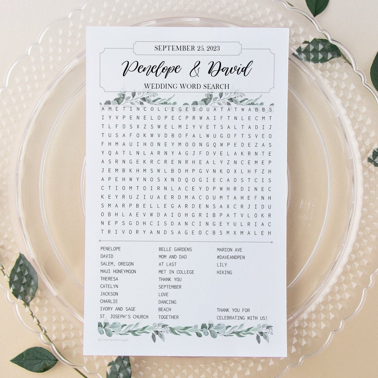 Build-Your-Own Word Search Template - PRINTABLE PDF activity that you customize. Fun wedding reception word find for guests, adults & kids.
