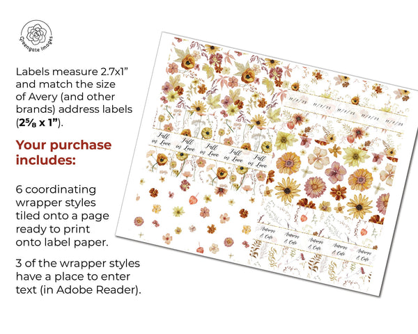 Fall Wedding Nugget Wrappers - PRINTABLE/fillable PDF download for wrapping Hershey Nugget Chocolate Candy. Print on address label stickers.