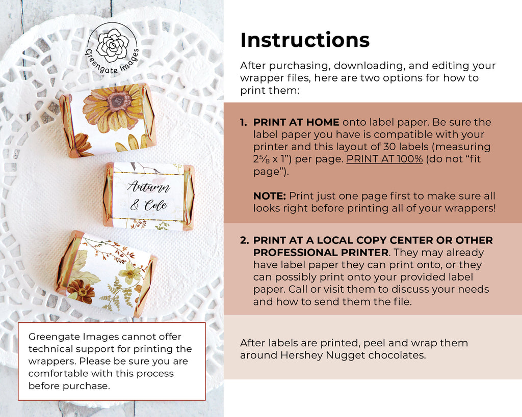 Wedding Nugget Wrappers Rustic Fall Greengate Images
