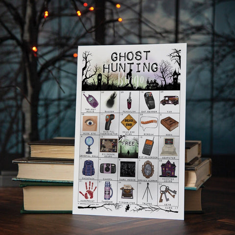 Ghost Hunting Bingo Cards - 50 PRINTABLE bingo cards, large party idea, clean adult, tween, preteen, teenager, older kids halloween game.