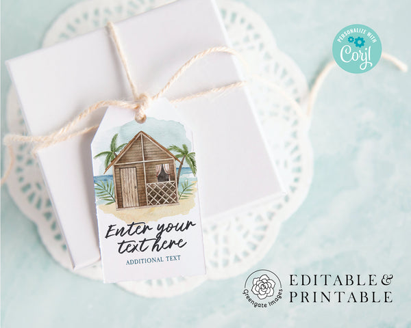 Tropical Beach House Hospitality Gift Tag - PRINTABLE template. Edit in Corjl. Thank you for being our guest, coastal cottage AirBNB rental.
