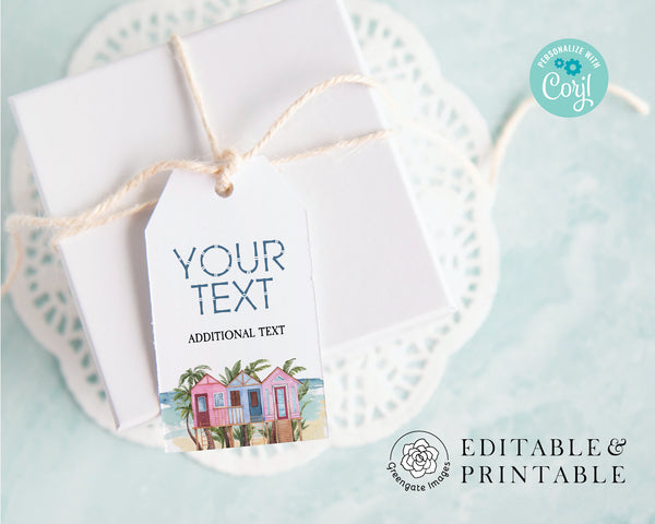 Cabana Beach House Hospitality Gift Tag - PRINTABLE template. Edit in Corjl. Thank you for being our guest, coastal cottage AirBNB rental.
