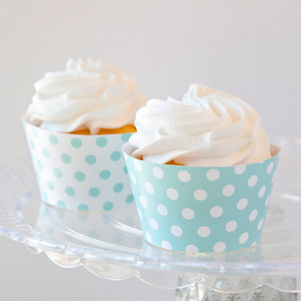 Aqua Polka Dot Cupcake Wrappers