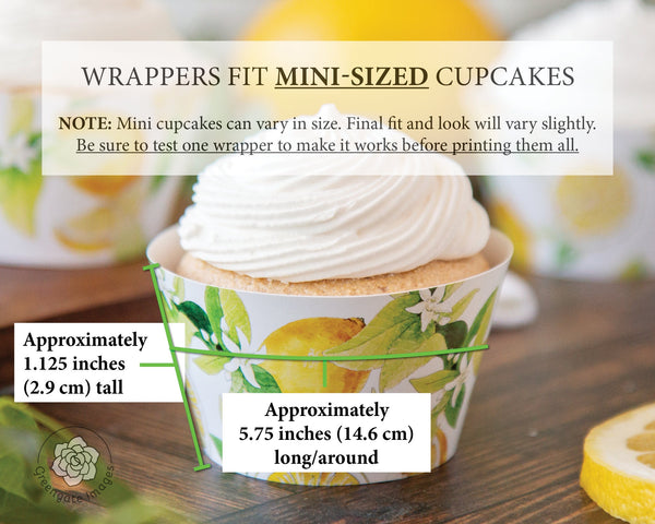 MINI Lemons and Blossoms Cupcake Wrappers - Printable Digital Download by Greengate Images