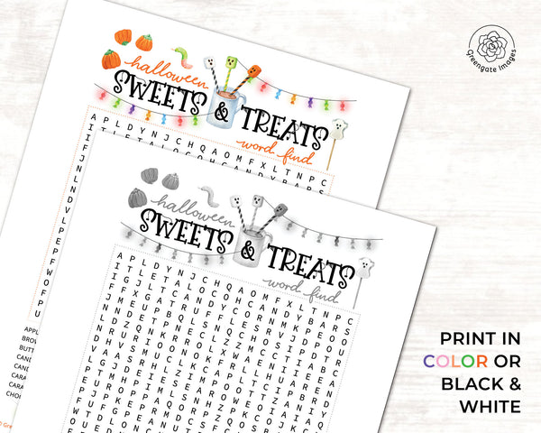 Halloween Word Game Bundle - PRINTABLE instant digital download PDFs. Word search, unscramble, alphabet categories game, how many words pack